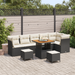 Set canapea de grădină vidaXL cu 9 piese cu perne Negru Ratan Poly Acacia - WALTI WALTI