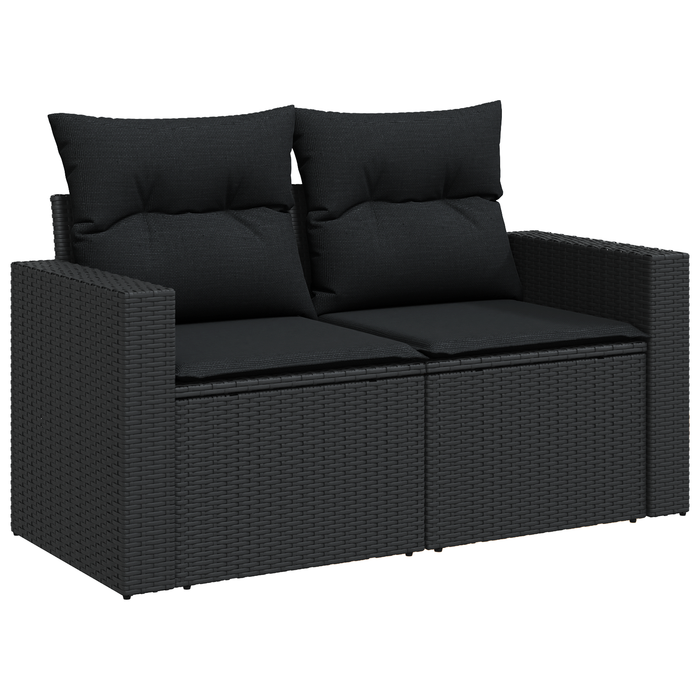 Set Canapea Grădină vidaXL cu 11 Piese și Perne Ratan Polimer Negru - WALTI WALTI