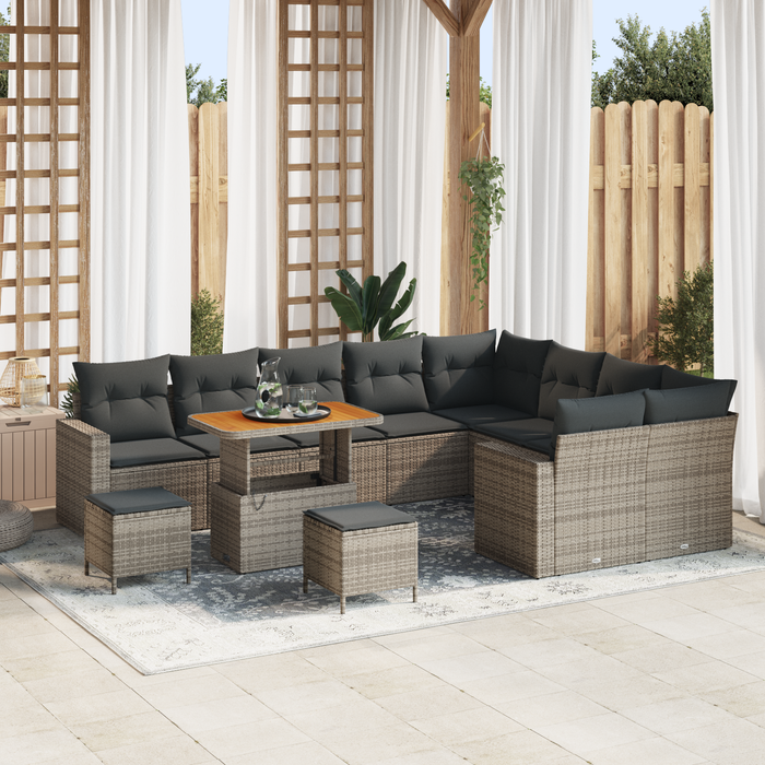 Set de canapea de grădină vidaXL 12 piese cu perne gri ratan poli acacia - WALTI WALTI