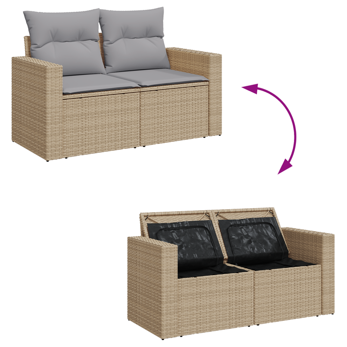 Set de canapele grădină vidaXL 13 piese cu perne bej ratan poli acacia - WALTI WALTI