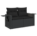 Set de 10 Piese Sofa de Grădină cu Pernuțe Negru Ratan Poly Acacia - WALTI WALTI