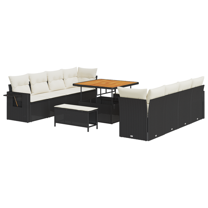 Set de Sofa pentru Grădină cu 11 Piese și Perne din Ratan Poli Alb Crem - WALTI WALTI