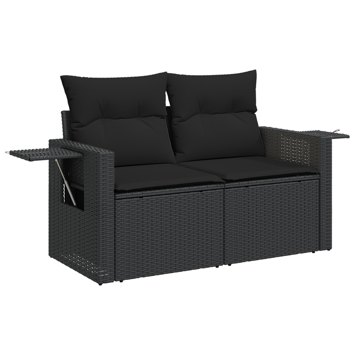 Set Canapea Grădină vidaXL de 13 Piese cu Perne Ratan Poli Negru - WALTI WALTI