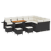 Set de canapea grădină vidaXL cu 13 piese cu perne crem ratan PE acacia negru - WALTI WALTI