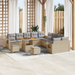 Set de 13 Piese Sofa de Grădină cu Perne Bej Polyester Ratan Acacia - WALTI WALTI