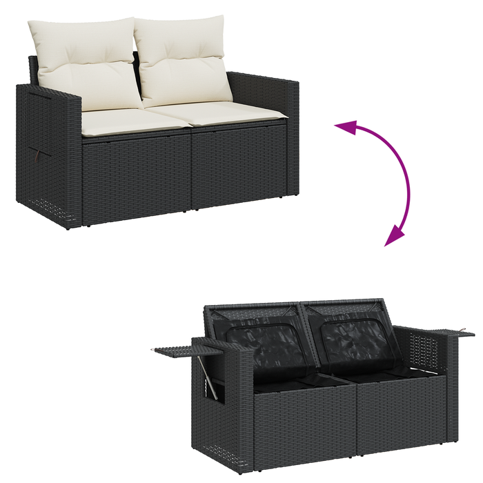 Set de Canapea pentru Grădină vidaXL 13 Piese cu Perne Negru Poliratan Acacia - WALTI WALTI