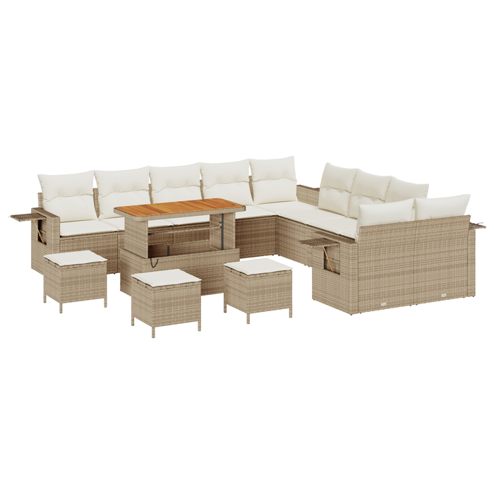 Set Canapea Modulară Grădină 14 Piese cu Perne Bej Rattan Poly - WALTI WALTI