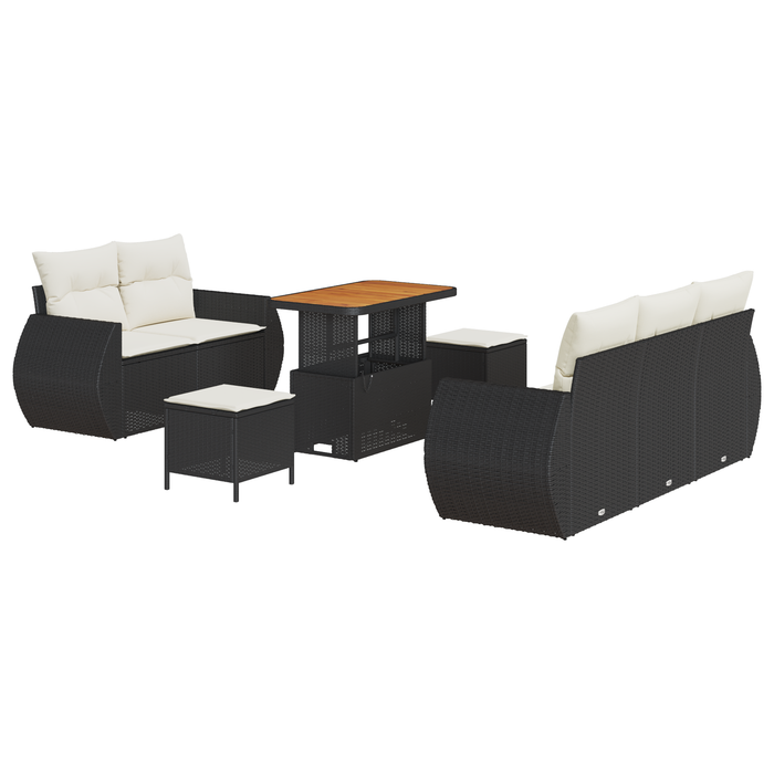 Set de Canapele de Grădină vidaXL cu 8 Piese cu Perne Negru Ratan Poliester - WALTI WALTI