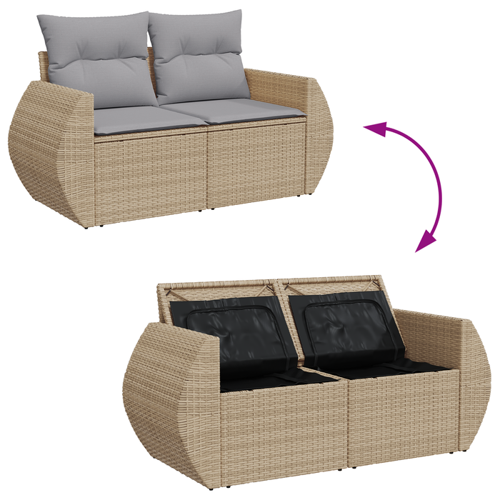 Set canapea grădină vidaXL cu 10 piese și perne bej din ratan polimer acacia - WALTI WALTI