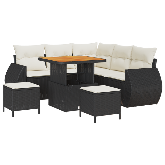 Set de canapele pentru grădină vidaXL 8 piese cu perne Negru Rattan Poliester - WALTI WALTI