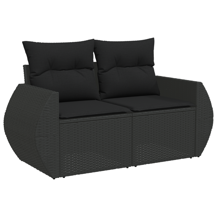 Set de canapea de grădină vidaXL cu 13 piese cu perne Negru Poliratan Acacia - WALTI WALTI