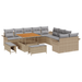 Set de Sofa pentru Grădină vidaXL cu 13 Piese și Perne Bej Poliratan Acacia - WALTI WALTI