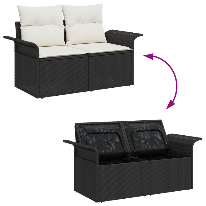Set de canapea de grădină de 13 piese cu perne Negru Poliratan Acacia - WALTI WALTI