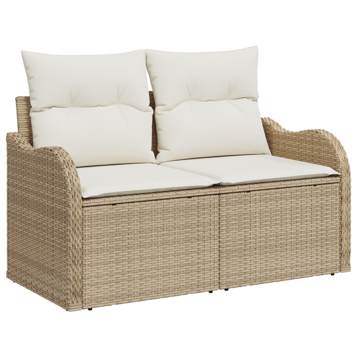 Set de Canapea de Grădină vidaXL cu 10 Piese cu Perne Bej Ratan Poliesteric Acacia - WALTI WALTI
