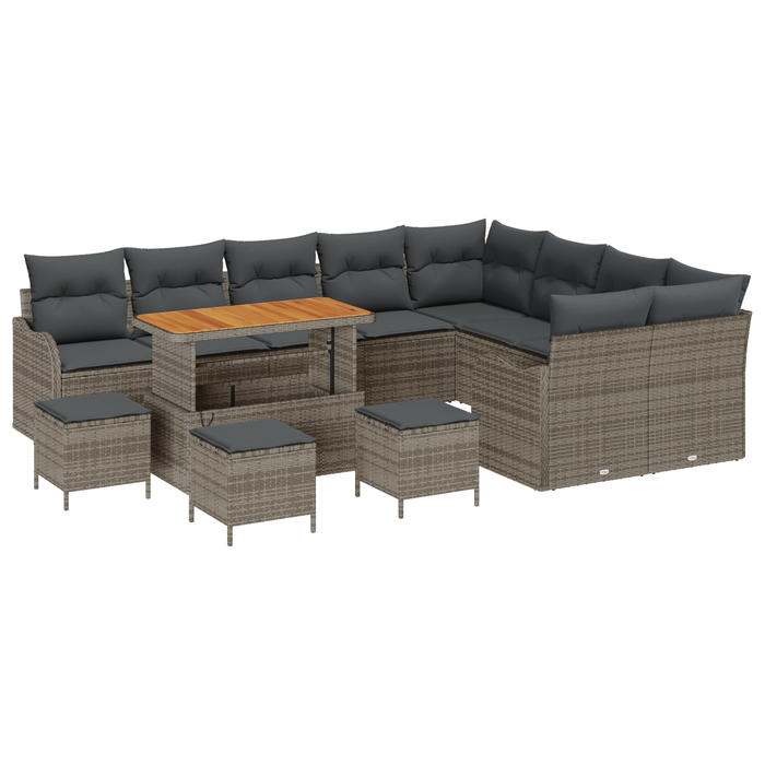 Set de canapea de grădină vidaXL 13 piese cu perne Gri Ratan Acacia - WALTI WALTI