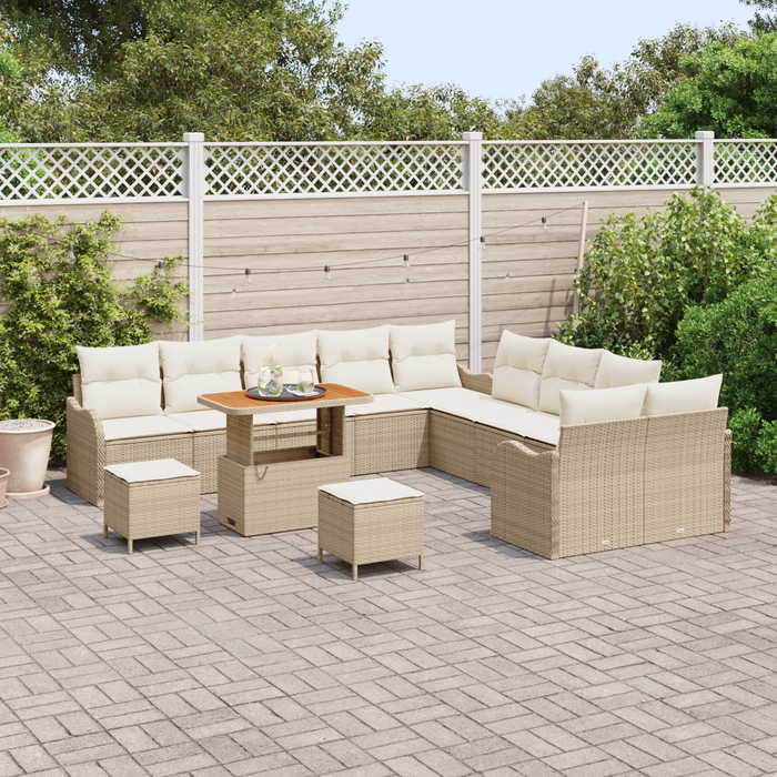 Set de sofa de grădină vidaXL 13 piese cu perne Bej Poliratan Acacia - WALTI WALTI