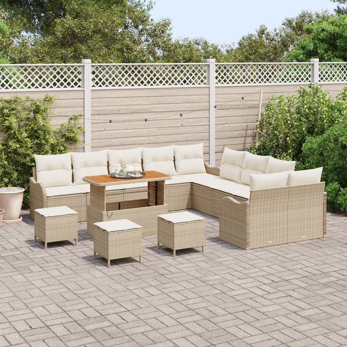 Set canapele grădină vidaXL cu 14 piese și perne bej poli ratan acacia - WALTI WALTI
