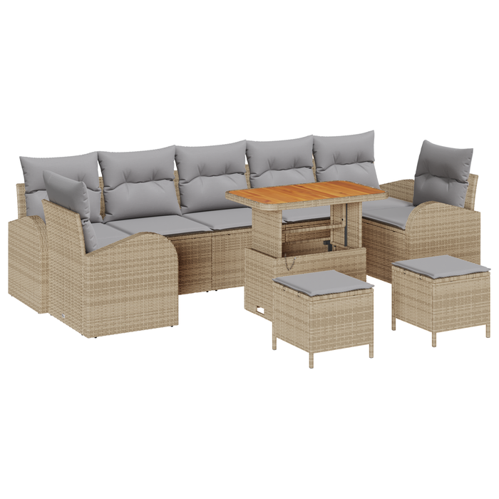 Set de Sofa de Grădină vidaXL 10 Piese cu Perne Bej Poliratan Acacia - WALTI WALTI
