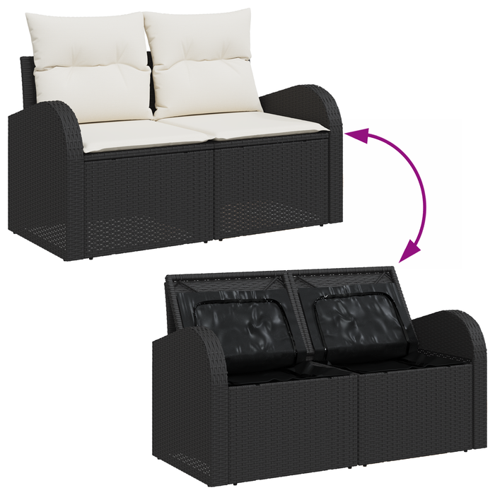 Set de canapea de grădină vidaXL 9 piese cu perne rattan negru acacia - WALTI WALTI