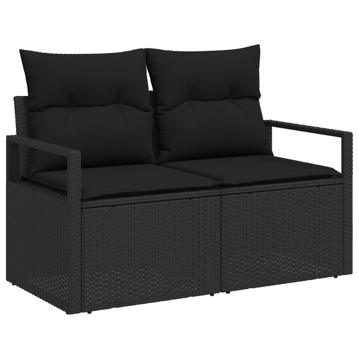 Set canapele de grădină vidaXL 11 piese, cu perne, negru, ratan, acacia - WALTI WALTI