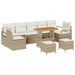 Set de 10 Piese de Sofa de Grădină cu Perne Bej Ratan Poli Acacia - WALTI WALTI
