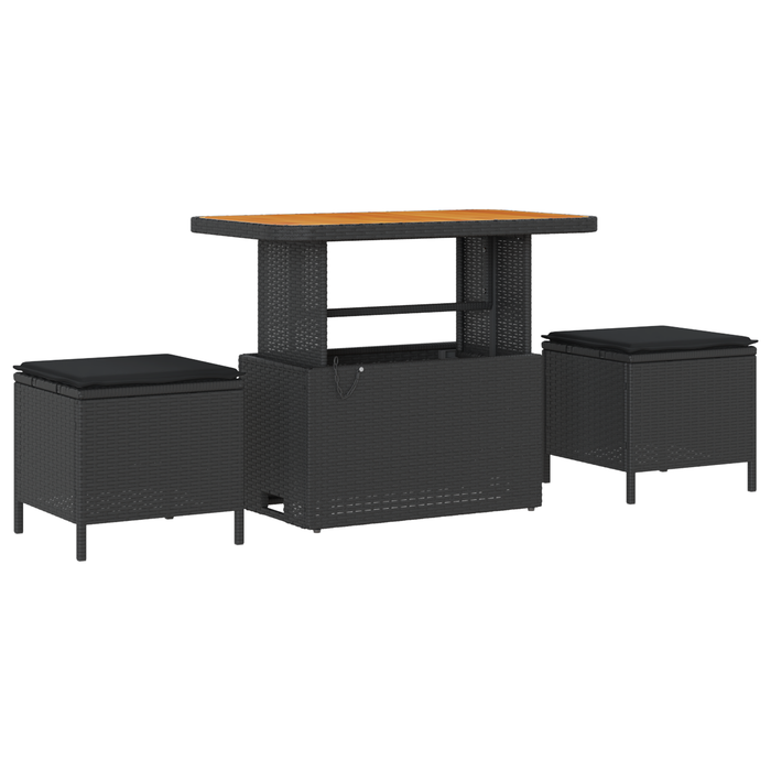 Set Canapea Grădină vidaXL 10 Piese cu Perne Negru Ratan Poli Acacia - WALTI WALTI