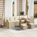 Set de sofa de grădină vidaXL cu 10 piese și perne Bej Ratan Poliester Acacia - WALTI WALTI