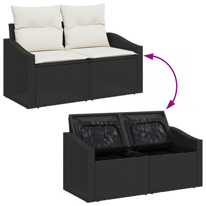 Set canapea grădină 13 piese perne ratan negru și acacia - WALTI WALTI