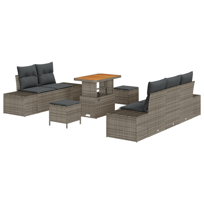Set de Sofa pentru Grădină vidaXL cu 8 Piese cu Perne Gri Poliratan Acacia - WALTI WALTI