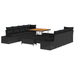 Set de canapea de grădină vidaXL cu 11 piese și perne Negru Rattan sintetic Acacia - WALTI WALTI