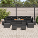 Set de Sofa de Grădină cu 10 Piese cu Pernuțe Negru Poliratan Acacia - WALTI WALTI