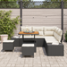 Set de sofa de grădină vidaXL cu 8 piese cu perne Negru Poliratan Acacia - WALTI WALTI