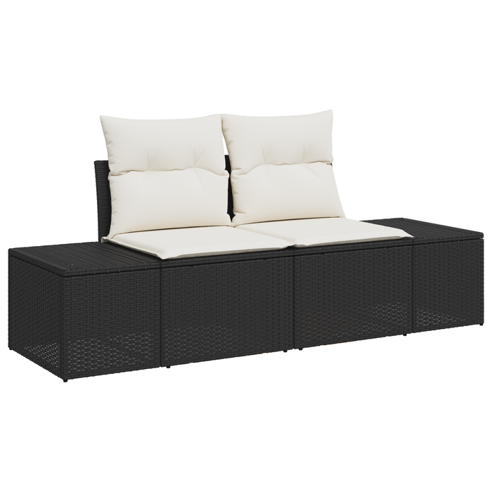 Set Canapea Grădină vidaXL 12 Piese cu Perne Negru Poliratan Acacia - WALTI WALTI