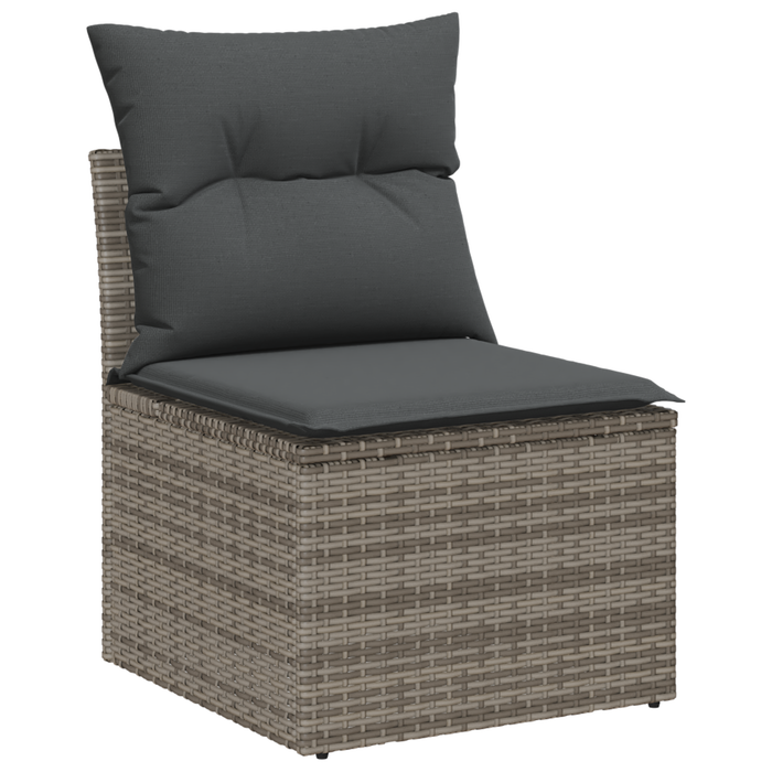 Set Canapea de Grădină vidaXL 13 Piese cu Perne Gri Ratan Poli Acacia - WALTI WALTI