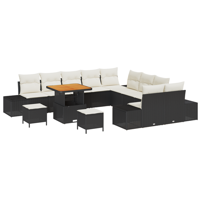 Set de canapea de grădină cu 13 piese și perne din ratan negru - WALTI WALTI