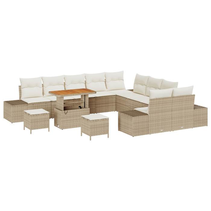 Set de canapea pentru grădină vidaXL 13 piese cu perne bej ratan acacia - WALTI WALTI