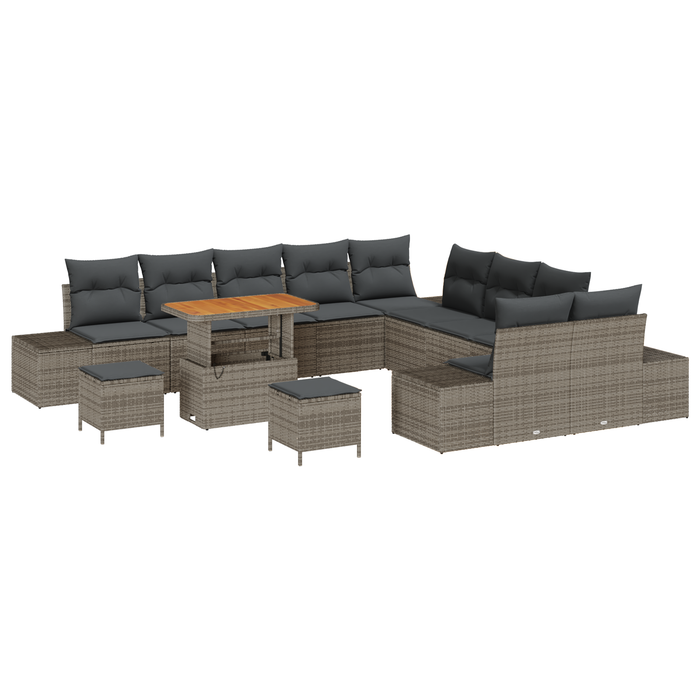 Set Canapele Gradina vidaXL cu Perne Gri Ratan Polimeric Acacia - WALTI WALTI