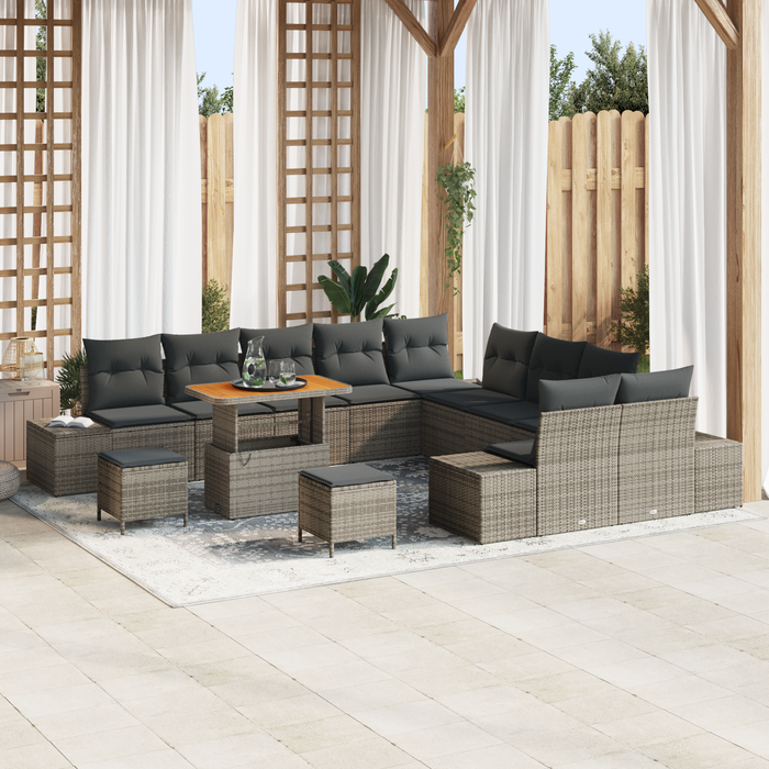 Set Canapele Gradina vidaXL cu Perne Gri Ratan Polimeric Acacia - WALTI WALTI