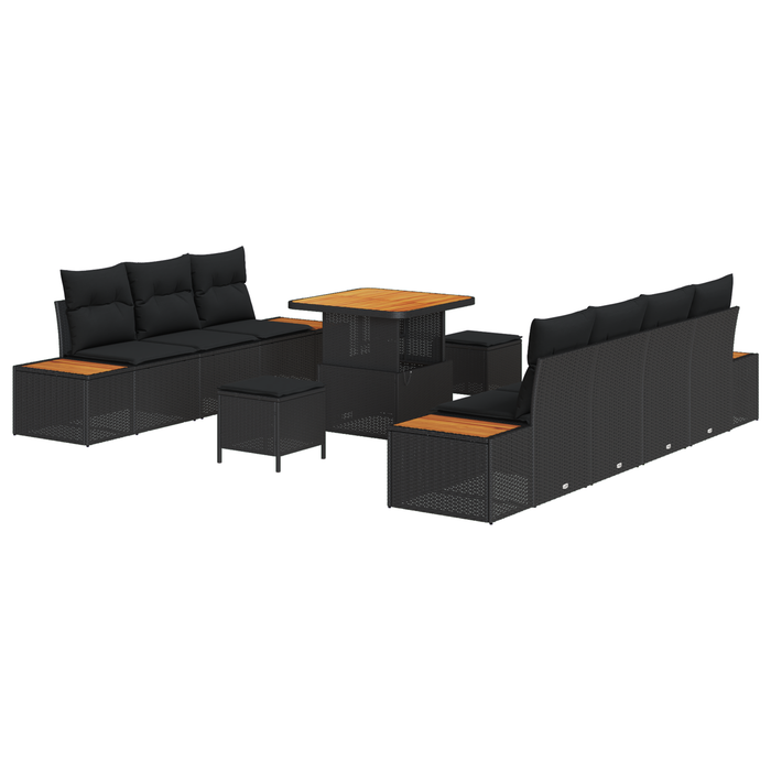 Set Sofa Grădină 10 Piese Negre din Ratan Polimer Acacia - WALTI WALTI