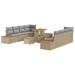 Set 11 Piese Sofa Grădină cu Pernuțe Bej Poli Ratan Acacia - WALTI WALTI