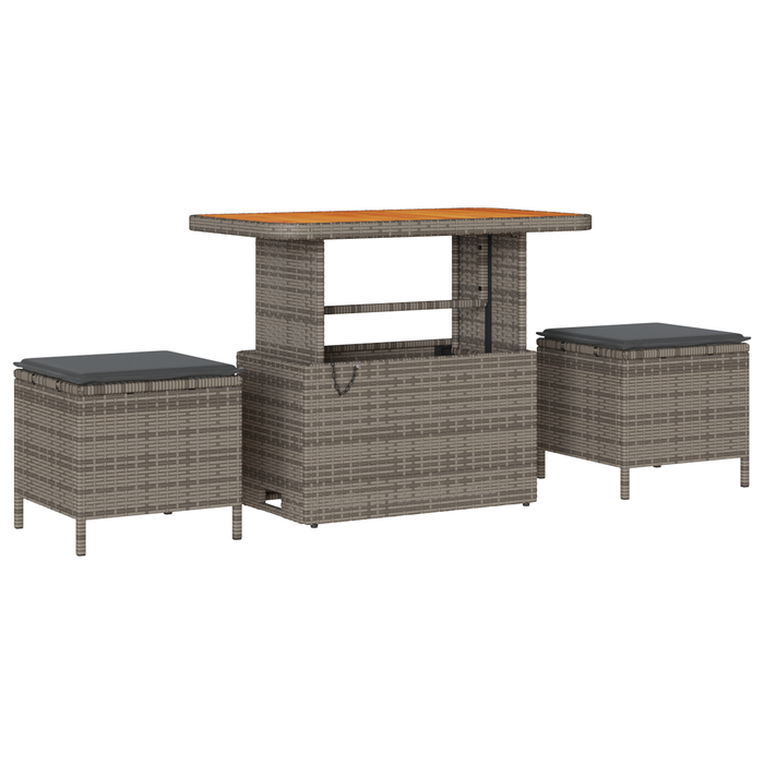 Set canapele grădină vidaXL cu perne gri din ratan poli acacia, 10 piese - WALTI WALTI