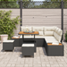 Set de sofa de grădină vidaXL cu 8 piese și perne Ratan poliester negru Acacia - WALTI WALTI