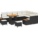 Set de canapea pentru grădină vidaXL cu 12 piese cu perne, negru, ratan, acacia - WALTI WALTI