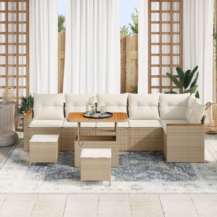 Set canapele grădină vidaXL cu perne Bej Poli Ratan Acacia - WALTI WALTI