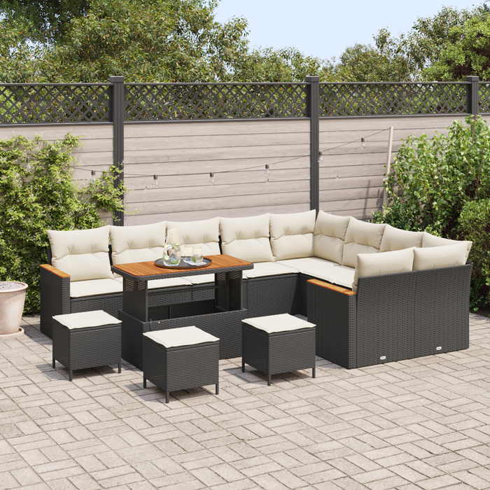 Set Canapele Grădină 13 Piese cu Pernă Negru Rattan Acacia - WALTI WALTI