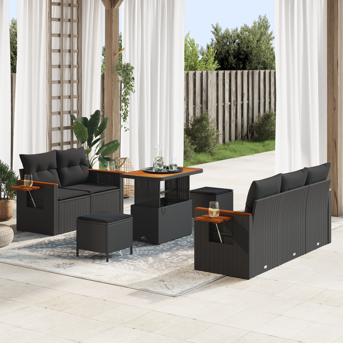 Set de Sofa de Grădină vidaXL cu 8 Piese cu Perne Negru Ratan Polivalente - WALTI WALTI