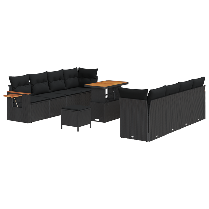 Set canapea grădină vidaXL 11 piese cu perne, Rattan Policarbonat negru - WALTI WALTI