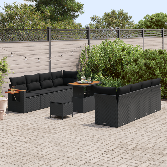 Set canapea grădină vidaXL 11 piese cu perne, Rattan Policarbonat negru - WALTI WALTI