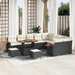 Set de sofa de grădină vidaXL cu 12 piese cu perne Negru Poliratan Acacia - WALTI WALTI