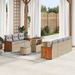 Set de canapea de grădină vidaXL cu 10 piese cu perne Bej Rattan Poli Acacia - WALTI WALTI